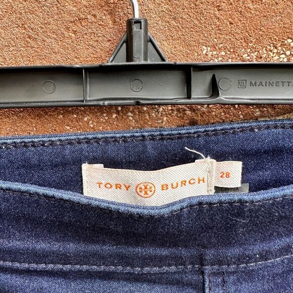 Tory Burch Women's Mid Rise Side Zip Stretch Skinny Ankle Jeans Blue Size 28 - Picture 2 of 5
